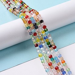 透明ガラスビーズ連売り  ファセット（32ファセット）  ラウンド  カラフル  3.5~5mm  穴：0.8~1mm  約90~95個/連  139.76''（355センチメートル）&nbsp;GLAA-E036-08