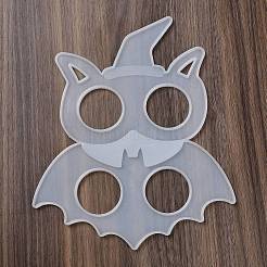 ハロウィンテーマ DIY メガネフレーム装飾シリコーン金型  レジン型  UVレジン用  エポキシ樹脂工芸品作り  バット  230x190x5mm  内径：120x143mm＆93x183mm&nbsp;DIY-F143-01B