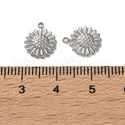 304ステンレススチールチャーム  ヒマワリ  ステンレス鋼色  12x10x2mm  穴：1mm&nbsp;STAS-P440-04P
