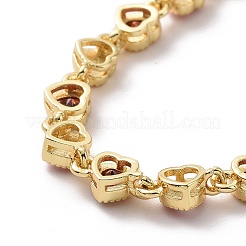 Enamel Evil Eye & Cubic Zirconia Heart Link Chain Bracelet&nbsp;BJEW-H555-01D