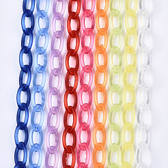 手作りの透明なABSプラスチックアズキチェーン  オーバル  ミックスカラー  19.29インチ〜19.68インチ（49~50cm）  リンク：13x7.5x1.5mm&nbsp;KY-S166-001