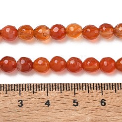 天然石瑪瑙ビーズ連売り  染め＆加熱  ラウンド  多面カット  ファイヤーブリック  6mm  穴：1mm  約62個/連  14.37~14.76インチ（36.5~37.5cm）&nbsp;G-C082-A01-61