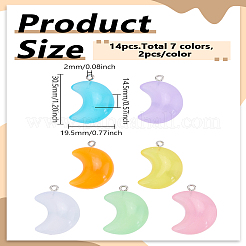 14Pcs 7 Colors Acrylic Pendants&nbsp;MACR-LP0001-08