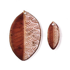 2Pcs Transparent Epoxy Resin Leaf Pendants&nbsp;RESI-T057-92