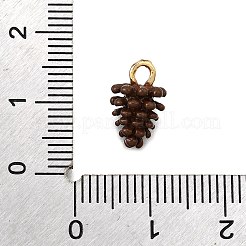 合金エナメルチャーム  ゴールドカラー  松かさ  12x7.5x6.5mm  穴：1.8mm&nbsp;ENAM-D303-06G-06