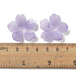 熱収縮プラスチックビーズキャップ  5  - 花びらの花  パープル  26x28x1mm  穴：1.6mm&nbsp;SACR-M007-05B