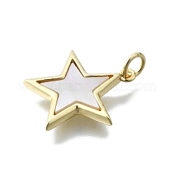 星型真鍮ペンダント  シェルと丸カン付き  16KGP本金メッキ  18.5x18x2.5mm&nbsp;KK-V010-12G