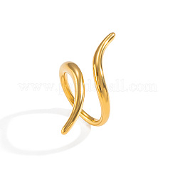 ミニマルなデザインの304ステンレススチール製オープンカフリング（女性用）  18KGP本金メッキ  内径：16.4mm&nbsp;VA6115