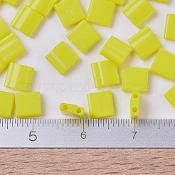 MIYUKIティラビーズ  日本製シードビーズ  2穴  （tl404)不透明な黄色  5x5x1.9mm  穴：0.8mm  約118PCS /ボトル  10 G /ボトル&nbsp;SEED-JP0008-TL0404