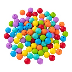 7色食品グレードの環境に優しいシリコーンビーズ  ラウンド  ミックスカラー  12mm  穴：2mm  100個/箱&nbsp;SIL-LS0001-02A