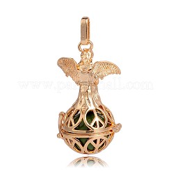 Golden Plated Brass Hollow Round Cage Pendants&nbsp;KK-J251-08G