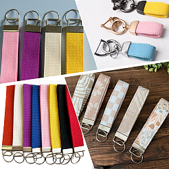 30Pcs 5 Colors Iron Ribbon Ends with Keychain Split Ring&nbsp;IFIN-GF0001-66