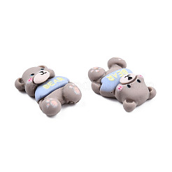 オペーク樹脂カボション  クマ  濃いグレー  18x12.5x6mm&nbsp;CRES-N018-043