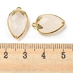 天然水晶ファセットペンダント  ラックメッキ真鍮イチゴチャーム  ゴールドカラー  18x11x5~5.5mm  穴：1.2mm&nbsp;G-M431-06G-09