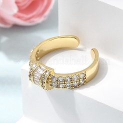 Brass Micro Pave Cubic Zirconia Cuff Open Rings for Women&nbsp;RJEW-L343-04G-04