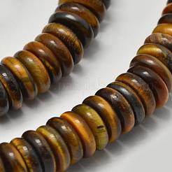 天然石タイガーアイヒシビーズ連売り  ディスク/フラットラウンド  8x2~3mm  穴：1mm  約130個/連  15.35インチ&nbsp;G-K208-25-8mm
