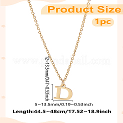 304ステンレススチールレターペンダントネックレス  鉛フリー＆ニッケルフリー＆カドミウムフリー  文字d  17.52インチ（44.5cm）〜17.72インチ（45cm）  文字：1mm&nbsp;NJEW-LP0001-53D-G