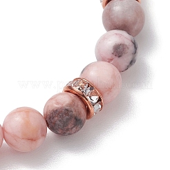 3個 3色 8.5mm ラウンド ナチュラル ピンク ゼブラ ジャスパー ビーズ ストレッチ ブレスレット  女性用真鍮ラインストーンスペーサービーズブレスレット  ミックスカラー  内径：2-1/4インチ（5.6cm）  ラウンド：8.5mm  1pc /カラー&nbsp;BJEW-JB10256