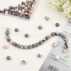 ナチュラルピンクゼブラジャスパービーズ  ラウンド  10mm  穴：1mm  約82個/連  15.20''（38.6センチメートル）&nbsp;G-OC0001-22-10mm