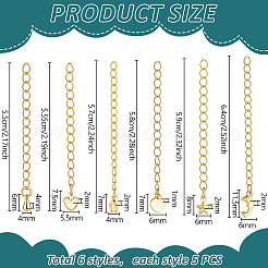 30Pcs 6 Styles Brass Ends with Chains&nbsp;FIND-PH0060-20