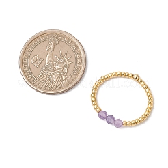 天然宝石と304ステンレススチールビーズの女性用指輪  ミックスカラー  2~3.5mm  usサイズ9（18.9mm）&nbsp;RJEW-JR00984