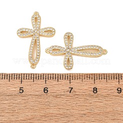 Brass Micro Pave Clear Cubic Zirconia Connector Charms&nbsp;CU-CBA4579-08G-B