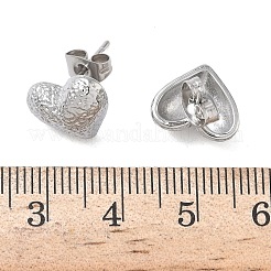 Textured Heart 304 Stainless Steel Stud Earrings&nbsp;EJEW-G453-06P