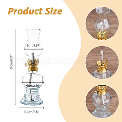 透明ガラスランプシェード灯油ランプ  アルミニウム合金の金具と綿の芯付き  透明  66.5x208mm&nbsp;LS-AJEW-WH0314-457B