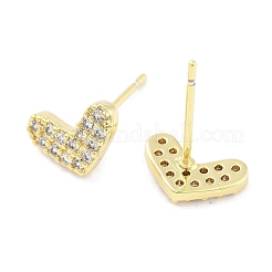 Brass Micro Pave Clear Cubic Zirconia Studs Earring for Women&nbsp;EJEW-S217-A11