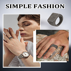1Pc Antique Style Stainless Steel Rectangle Finger Rings for Men&nbsp;RJEW-LP0001-42