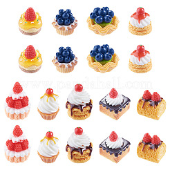 18個9スタイル不透明樹脂カボション  模造食品  混合図形  ミックスカラー  15~23x14.5~20mm  2個/スタイル&nbsp;RESI-TA0005-55