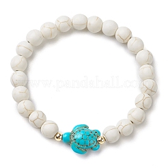 4Pcs Round Natural Amazonite & Lava Rock & Synthetic Turquoise Beaded Stretch Bracelets&nbsp;BJEW-JB10269