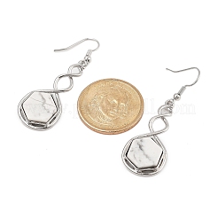 Hexagon Natural Howlite Dangle Earrings&nbsp;EJEW-K298-01P-05