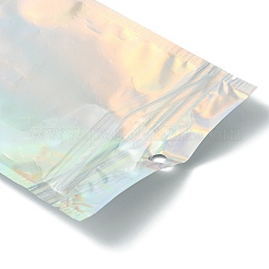 長方形のジッパー付きプラスチック製グリッターホログラフィックバッグ  再封可能なバッグ  透明  16x11cm  穴：8mm  片側の厚さ：2.3ミル（0.06mm）&nbsp;OPP-YW0001-03C