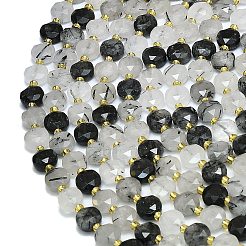 Natural Black Tourmalinated Quartz Beads Strands&nbsp;G-C116-A76-02