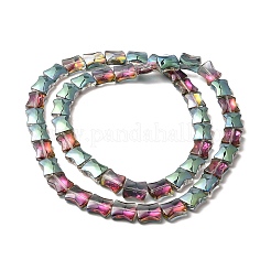 電気メッキガラスビーズセット  虹メッキ  竹の共同  淡いターコイズ  12x10x5.5mm  穴：1mm  約49個/連  24.02''（61センチメートル）&nbsp;EGLA-H103-FR07