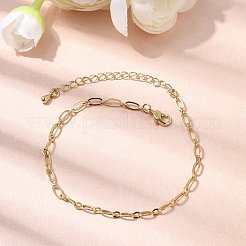 女性用真鍮リンクアズキチェーンブレスレット  ラックめっき  鉛フリー＆カドミウムフリー  長持ちメッキ  18KGP本金メッキ  7-1/8インチ（18cm）&nbsp;BJEW-A065-02G