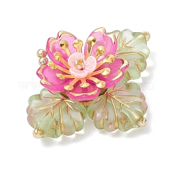Brass Glass Seed Beaded Flower Pendants&nbsp;PALLOY-MZ01118-04