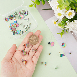 34Pcs 17 Style Ion Plating(IP) 304 Stainless Steel Stud Earring Findings&nbsp;STAS-AR0001-61