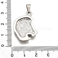 304ステンレスペンダント  ライオンチャーム  変色防止  ステンレス鋼色  28.5x21.5x3.5mm  穴：3.5x7mm&nbsp;STAS-B086-11D-P