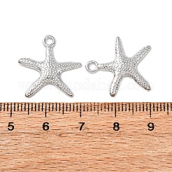 合金のチベット風チャーム  カドミウムフリー＆ニッケルフリー＆鉛フリー  ヒトデ/海星  プラチナ  19.5x19x2mm  穴：2mm.&nbsp;TIBEP-EA306YKG-P-FF