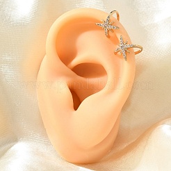Brass Clear Cubic Zirconia Cuff Earrings&nbsp;EJEW-Q025-05G