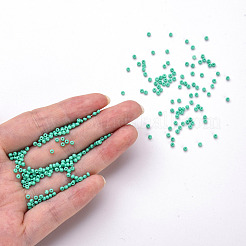 12/0 FGBグレードAラウンドガラスシードビーズ  焼き付け塗料  アクアマリン  2.3x1.5mm  穴：1mm  約48500個/ポンド&nbsp;SEED-N001-A-1030