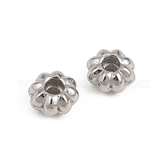 304ステンレススチールビーズ  ステンレス鋼色  カボチャ  4x2mm  穴：1.2mm&nbsp;STAS-D394-02H-P