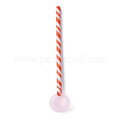 手作りのガラスのストライプスプーン  キッチン食器  ミックスカラー  163.5x29x10.5mm&nbsp;AJEW-A067-02