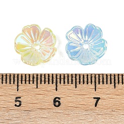 アクリルビーズキャップ  虹色の  5  - 花びらの花  ミックスカラー  11x4mm  穴：1.5mm&nbsp;MACR-L008-04