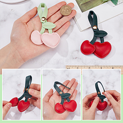 2個 2色 PUレザーペンダント装飾  キーホルダー用  チェリー  ミックスカラー  110x68x15mm  穴：25x23mm  1pc /カラー&nbsp;FIND-NB0005-31