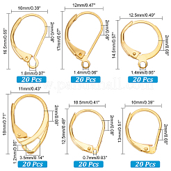 120個 6スタイル 真鍮フレンチフックピアス金具  カン付き  ゴールドカラー  12.5~18x10~12x2mm  穴：0.7~3.5mm  20個/スタイル&nbsp;KK-PH0006-01