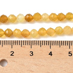 天然石イエローオパールビーズ連売り  多面カット  ラウンド  4mm  穴：0.7mm  約98個/連  15.51''（39.4センチメートル）&nbsp;LS-G-D306-A05-4mm