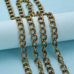 鉄キューバンリンクチェーン  分厚いチェーン  溶接されていない  スプールで  オーバル  アンティークブロンズ  14x10x2.1mm  約82.02フィート（25m）/ロール&nbsp;CH-R013-14x10mm-AB